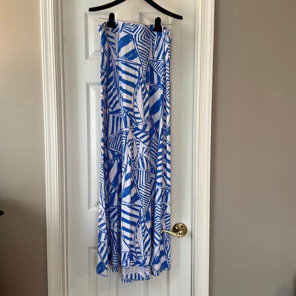 Lilly Pulitzer blue sailboat maxi skirt
